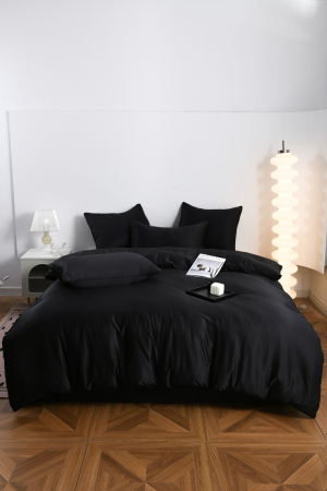 Lenjerie De Pat Premium Din Matase 6 Piese - Negru [1]