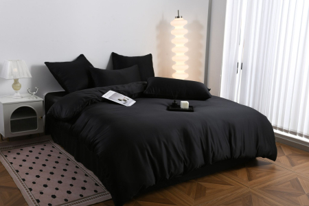 Lenjerie De Pat Premium Din Matase 6 Piese - Negru [8]