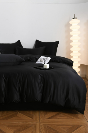 Lenjerie De Pat Premium Din Matase 6 Piese - Negru [3]