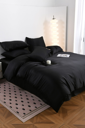 Lenjerie De Pat Premium Din Matase 6 Piese - Negru [2]