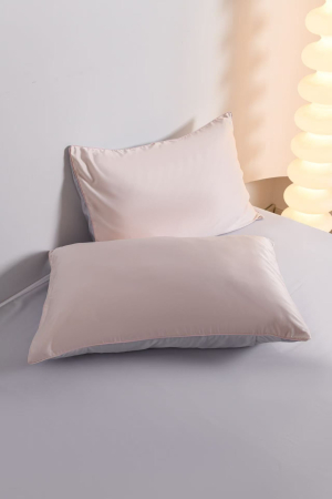 Lenjerie De Pat Premium Din Matase 6 Piese - Somon Cu Gri Deschis [3]