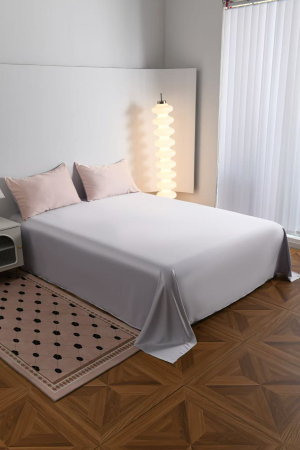 Lenjerie De Pat Premium Din Matase 6 Piese - Somon Cu Gri Deschis [18]