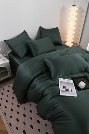 Lenjerie De Pat Premium Din Matase 6 Piese - Verde [10]