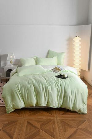 Lenjerie De Pat Premium Din Matase 6 Piese - Verde Lime [3]