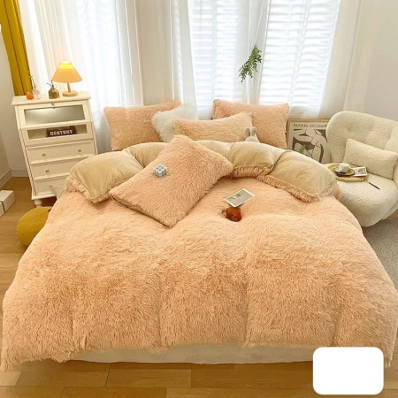 Lenjerii Pufoase Fluffy/Rabbit - Lenjerie De Pat Pufoasa Fluffy 4 Piese - Peach