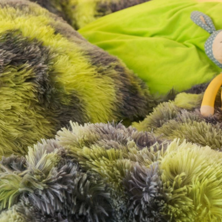 Lenjerie De Pat Pufoasa FLUFFY - Gri & Verde [2]