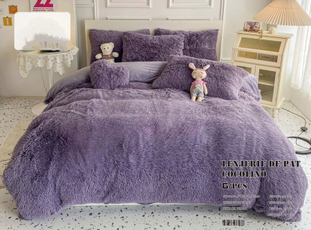 Lenjerii Pufoase Fluffy/Rabbit - Lenjerie De Pat Pufoasa FLUFFY - Lila