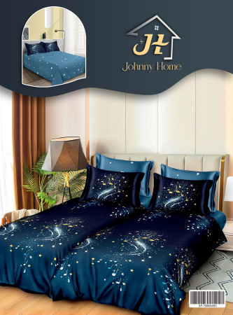 LENJERII DE PAT - Lenjerie Din Bumbac Satinat 7 Piese Cu 2 Cearceafuri Pilota - Bleumarin Cu Note Muzicale