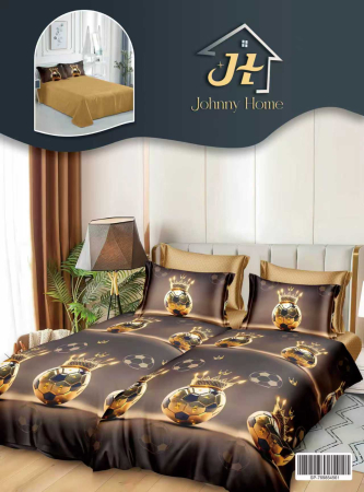 LENJERII DE PAT - Lenjerie Din Bumbac Satinat 7 Piese Cu 2 Cearceafuri Pilota - Mingea De Aur