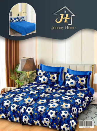 LENJERII DE PAT - Lenjerie Din Bumbac Satinat 7 Piese Cu 2 Cearceafuri Pilota - Mingi De Fotbal In Spatiu