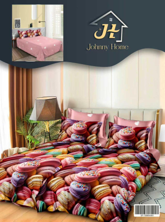 LENJERII DE PAT - Lenjerie Din Bumbac Satinat 7 Piese Cu 2 Cearceafuri Pilota - Mini Macarons