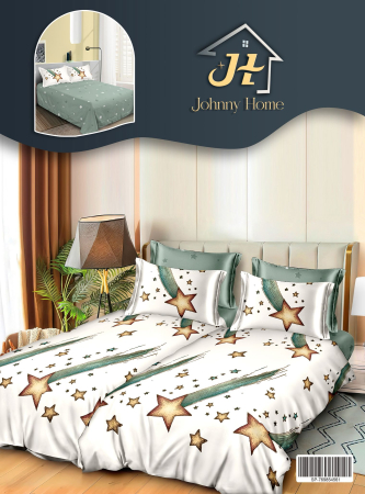 LENJERII DE PAT - Lenjerie Din Bumbac Satinat 7 Piese Cu 2 Cearceafuri Pilota - Stele Cazatoare