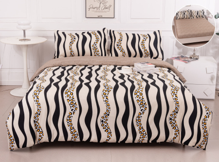 Cearceaf cu elastic - Lenjerie Din Bumbac Satinat Cu Elastic 4 Piese - Africa Print
