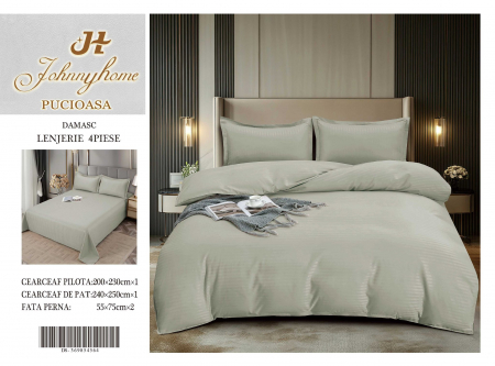 Lenjerie Din Bumbac Tip Damasc 4 Piese - Gri Otel [1]