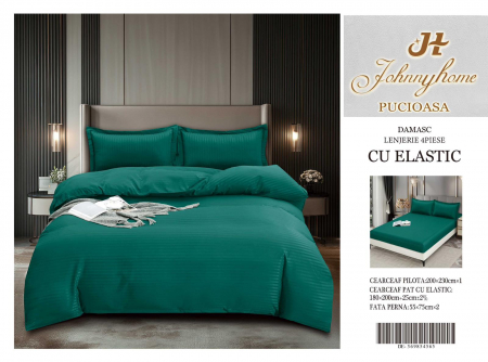 Lenjerie Din Bumbac Tip Damasc Cu Elastic - Verde Salvie [1]