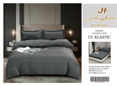 Lenjerie Din Bumbac Tip Damasc Cu Elastic - Gri [1]