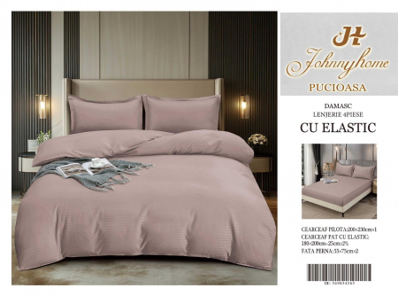 Lenjerie Din Bumbac Tip Damasc Cu Elastic - Gri Taupe [1]