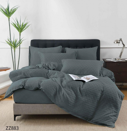 Bumbac Tip Finet Cu Elastic - Lenjerie Din Bumbac Tip Finet Cu Elastic Model Crosetat - Gri Antracit