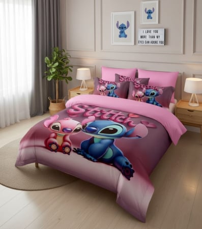 Lenjerie Din Bumbac Tip Finet Pentru Copii Cu Elastic - Stitch Si Angel Cei Mai Buni Prieteni [1]