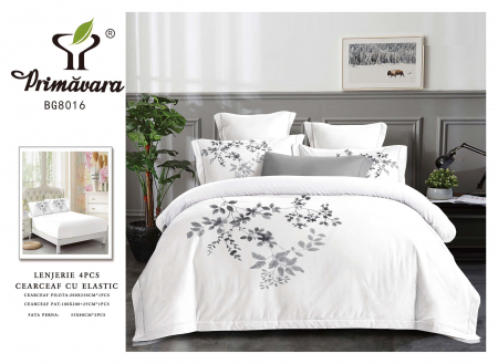 Bumbac Tip Finet Premium - Lenjerie Din Bumbac Tip Finet Premium Cu Elastic - Frunze