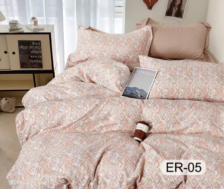 Bumbac Tip Finet Premium - Lenjerie Din Bumbac Tip Finet Premium Cu Elastic La Cutie - Bej Cacao Cu Lapte Cu Model Abstract