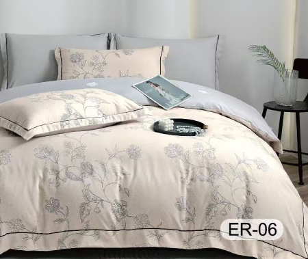 Bumbac Tip Finet Premium - Lenjerie Din Bumbac Tip Finet Premium Cu Elastic La Cutie - Bleu Pudrat Cu Flori