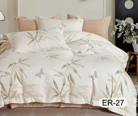 Bumbac Tip Finet Premium - Lenjerie Din Bumbac Tip Finet Premium Cu Elastic La Cutie - Frunze Si Fluturi
