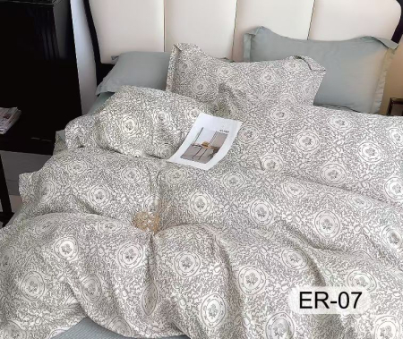 Bumbac Tip Finet Premium - Lenjerie Din Bumbac Tip Finet Premium Cu Elastic La Cutie - Gri Cu Cerculete