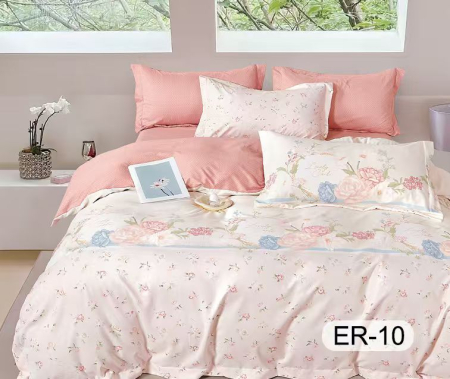 Bumbac Tip Finet Premium - Lenjerie Din Bumbac Tip Finet Premium Cu Elastic La Cutie - Roz Dulce Cu Flori