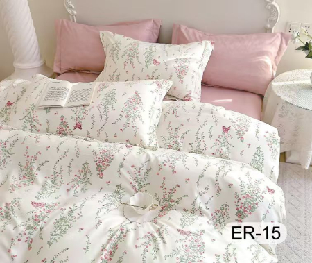 Bumbac Tip Finet Premium - Lenjerie Din Bumbac Tip Finet Premium Cu Elastic La Cutie - Roz Pudrat Cu Floricele