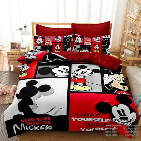 Cearceaf cu elastic - Lenjerie Din Bumbac Tip Finet Premium Cu Elastic - Mickey