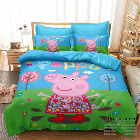 Cearceaf cu elastic - Lenjerie Din Bumbac Tip Finet Premium Cu Elastic - Peppa