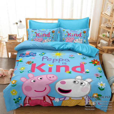 Cearceaf cu elastic - Lenjerie Din Bumbac Tip Finet Premium Cu Elastic - Peppa Cea Buna