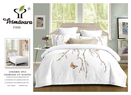 LENJERII DE PAT - Lenjerie Din Bumbac Tip Finet Premium Cu Elastic - Primavara