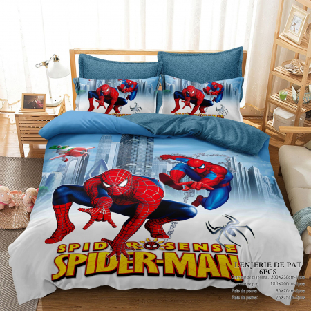 Cearceaf cu elastic - Lenjerie Din Bumbac Tip Finet Premium Cu Elastic - Spiderman - Omul Paianjen