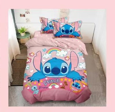 PRODUSE PENTRU COPII - Lenjerie Din Bumbac Tip Finet Premium Disney 1 Persoana - Stitch In Hawaii