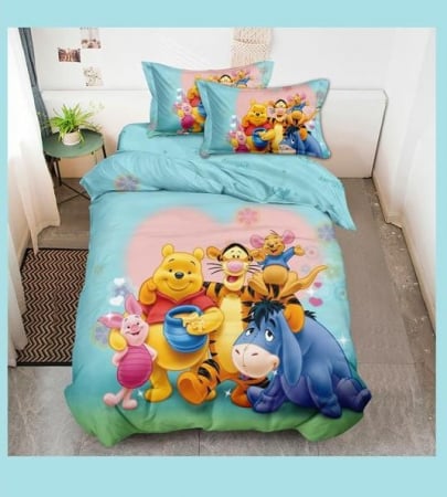 Lenjerie Din Bumbac Tip Finet Premium Disney 1 Persoana - Winnie the Pooh Lenjerii Pentru Copii - 1 persoana - Lenjerie Din Bumbac Tip Finet Premium Disney 1 Persoana - Winnie the Pooh