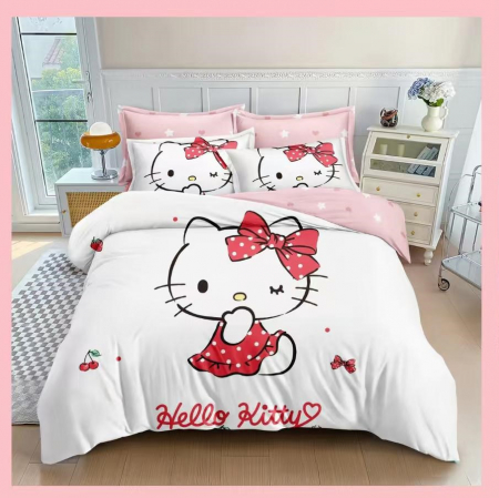 Cearceaf normal - Lenjerie Din Bumbac Tip Finet Premium Disney - Hello Kitty