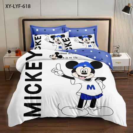 Cearceaf normal - Lenjerie Din Bumbac Tip Finet Premium Disney - Mickey Mouse Baschetbalist