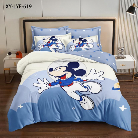 Cearceaf normal - Lenjerie Din Bumbac Tip Finet Premium Disney - Mickey Mouse In Spatiu