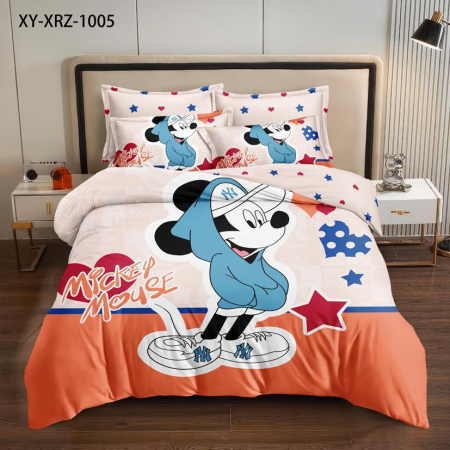 Cearceaf normal - Lenjerie Din Bumbac Tip Finet Premium Disney - Mickey Mouse Star