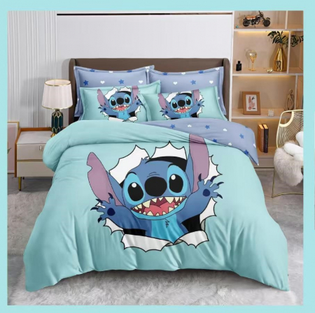 Cearceaf normal - Lenjerie Din Bumbac Tip Finet Premium Disney - Stitch Cel Nazdravan