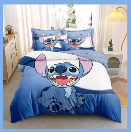 Cearceaf normal - Lenjerie Din Bumbac Tip Finet Premium Disney - Stitch Cel Vesel