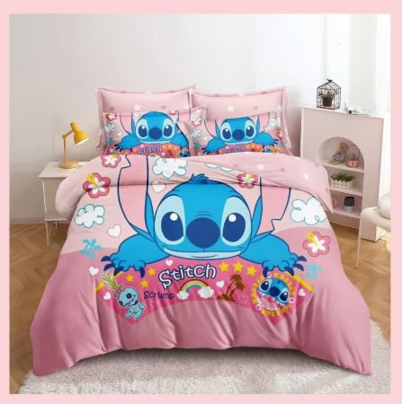 Cearceaf normal - Lenjerie Din Bumbac Tip Finet Premium Disney - Stitch In Hawaii