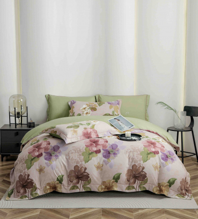 LENJERII DE PAT - Lenjerie Din Bumbac Tip Finet PREMIUM Luxury Cu Elastic - Flori Multicolor