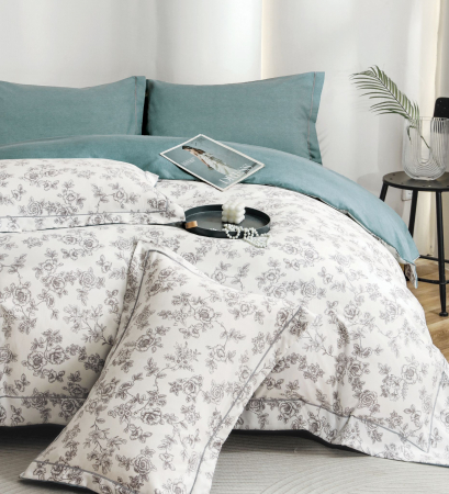 Lenjerie Din Bumbac Tip Finet PREMIUM Luxury Cu Elastic - Mini Trandafiri [2]