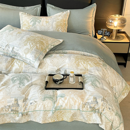 Lenjerie Din Bumbac Tip Finet PREMIUM Luxury Cu Elastic - Peisaj [3]