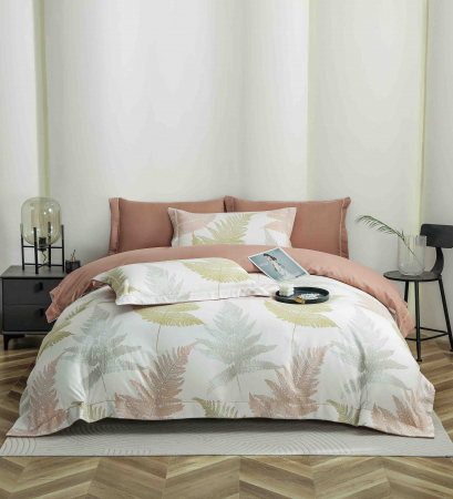 LENJERII DE PAT - Lenjerie Din Bumbac Tip Finet PREMIUM Luxury Cu Elastic - Frunze De Toamna