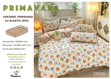LENJERII 1 PERSOANA - Lenjerie Din Bumbac Tip Finet Textura Creponata 1 Persoana Cu Elastic - Biscuiti Magici