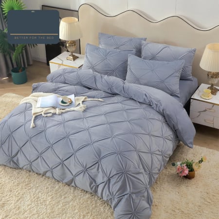 LENJERII DE PAT - Lenjerie Din Catifea Cu Elastic - Albastru Pastel